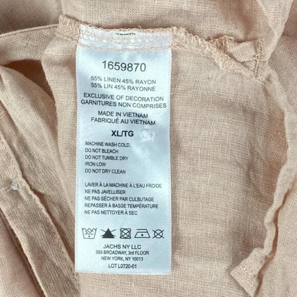 ZACHS Girlfriend Blouse Womens XL‎ Linen Blend Peach Dot Button Down Top - Picture 10 of 10